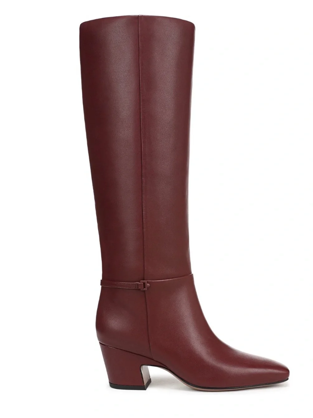 Franco Sarto Sorelina Wide Calf Square Toe Zip Tall Boots- Bordo Red Leather